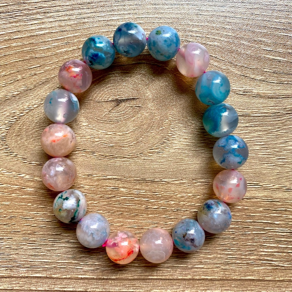 10mm Flower Agate Bracelet